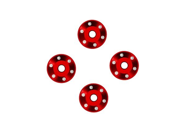 Traxxas Wheel washers, machined aluminum, red (4)