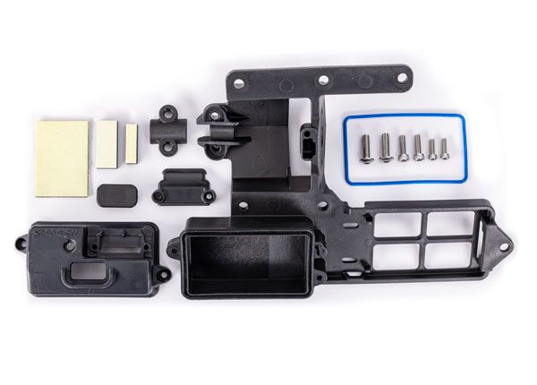 Traxxas Electronics tray with RPM mount/ stuffing tube clamp/ 2.5x8mm CS (stainless) (2)/ 3x10mm CS (stainless) (2)/ 4x12mm BCS (stainless) (2)