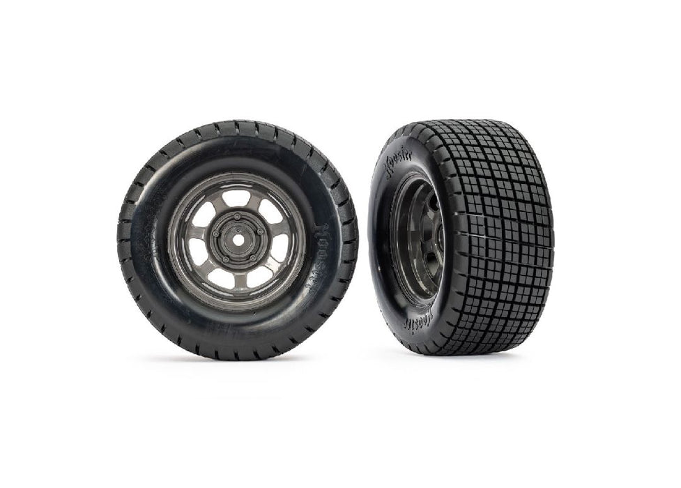 Traxxas Dirt Oval Gray Front Wheels w/ Hoosier Tires (2)