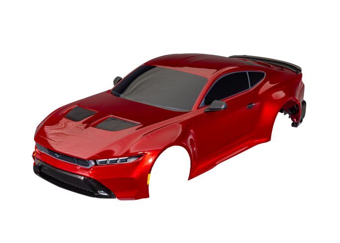 Traxxas Body, Ford Mustang, complete (red) (painted, decals applied) (includes side mirrors, spoiler, grilles, vents, & clipless mounting)