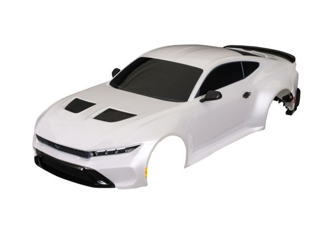 Traxxas Body, Ford Mustang, complete (white) (painted, decals applied) (includes side mirrors, spoiler, grilles, vents, & clipless mounting)