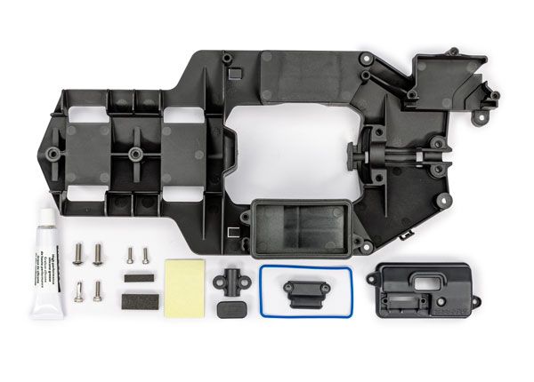 Traxxas Electronics tray/ stuffing tube clamp/ 2.5x8mm CS (stainless) (2)/ 3x10mm CS (stainless) (2)/ 4x12mm BCS (stainless) (2)