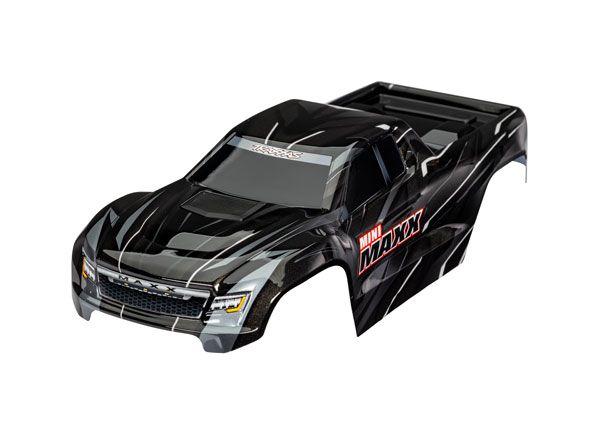 Traxxas Body, Mini Maxx, black (painted, decals applied)