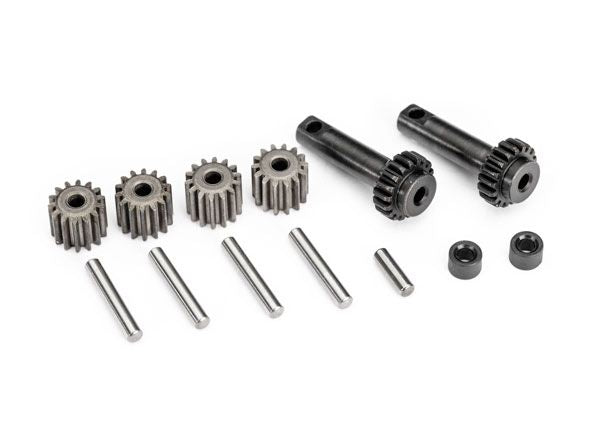 Traxxas Gear set, differential (planetary) (output gears (2), spider gears (4), spider gear shafts (4), differential spacers (2), output shaft (1), 2.5x8.25mm pin (2))