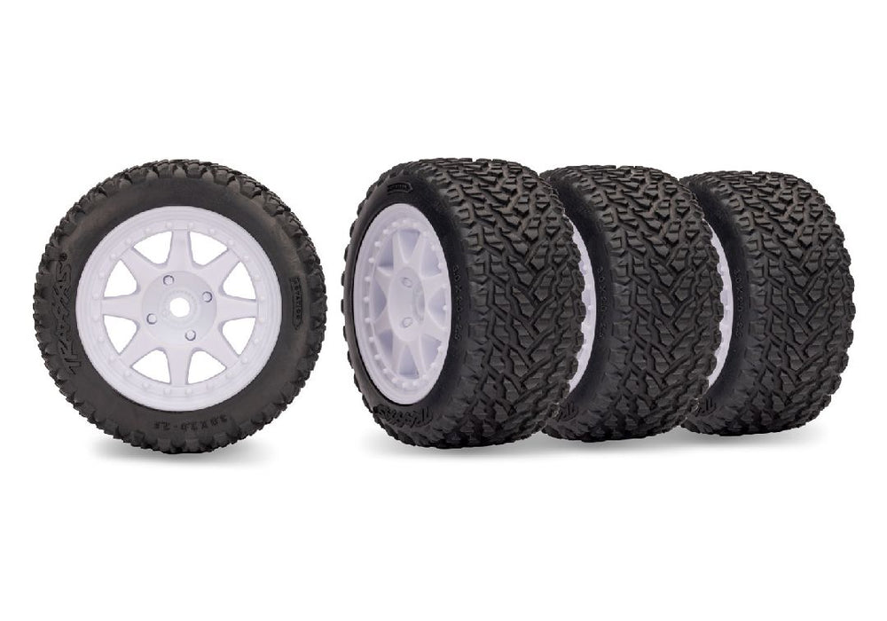 Traxxas Tires & wheels, assembled (white/dual profile/F/R(4)