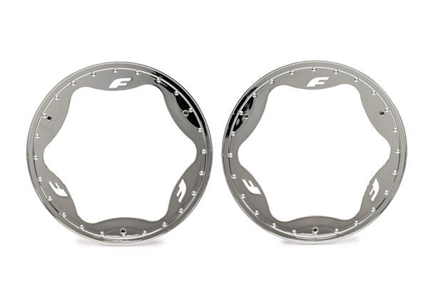 Traxxas Beadlock rings, rear, chrome (4.3") (2)