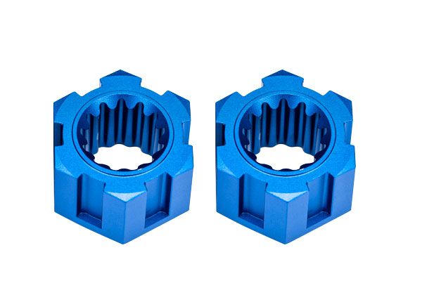 Traxxas Wheel hubs, hex, front (6061-T6 aluminum, blue)