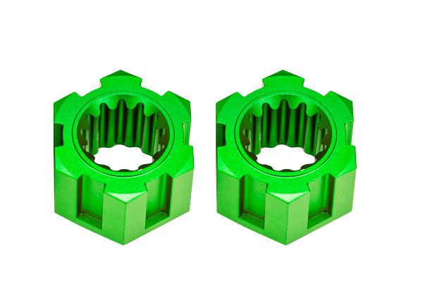 Traxxas Wheel hubs, hex, front (6061-T6 aluminum, green)