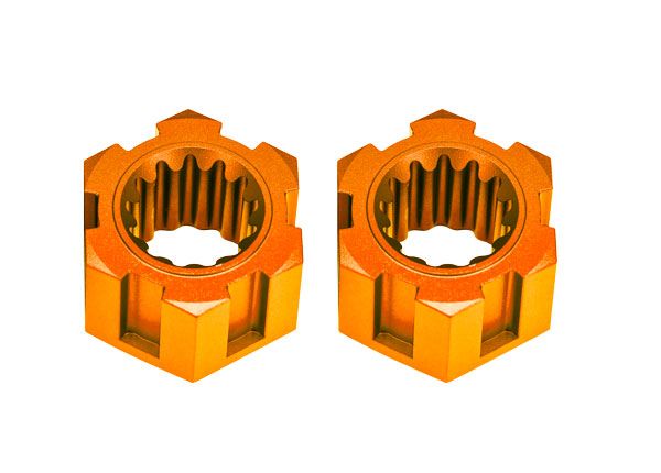 Traxxas Wheel hubs, hex, front (6061-T6 aluminum, orange)