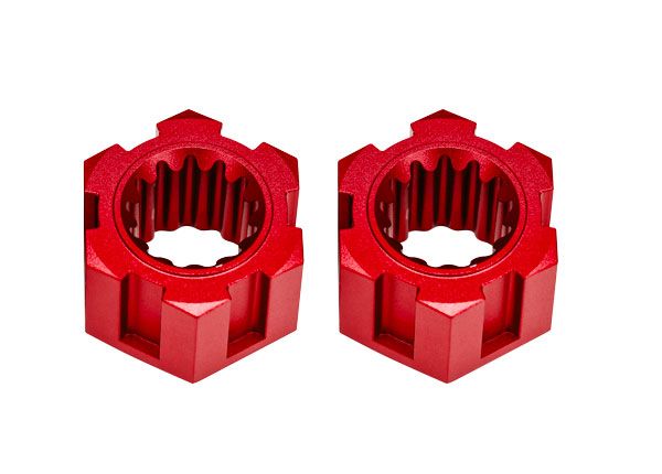 Traxxas Wheel hubs, hex, front (6061-T6 aluminum, red)