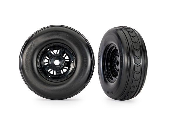 Traxxas Tires & wheels Funco, black wheels, dual profile (front)