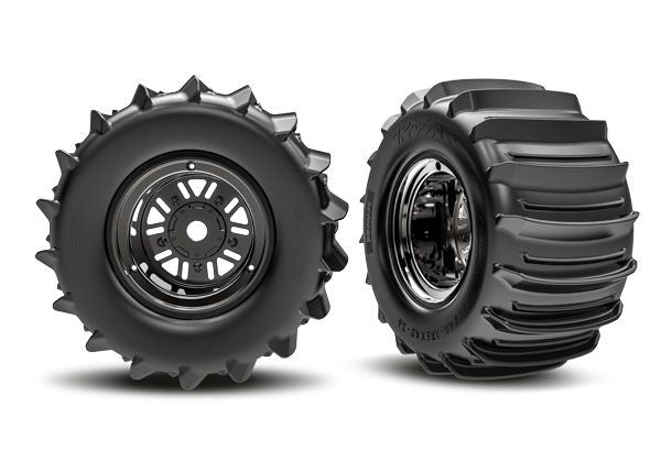 Traxxas Tires & wheels Funco black chrome belted paddle (rear)