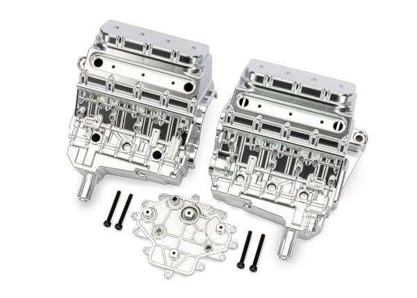 Traxxas Engine block, satin chrome/ 3x25mm CS (4)