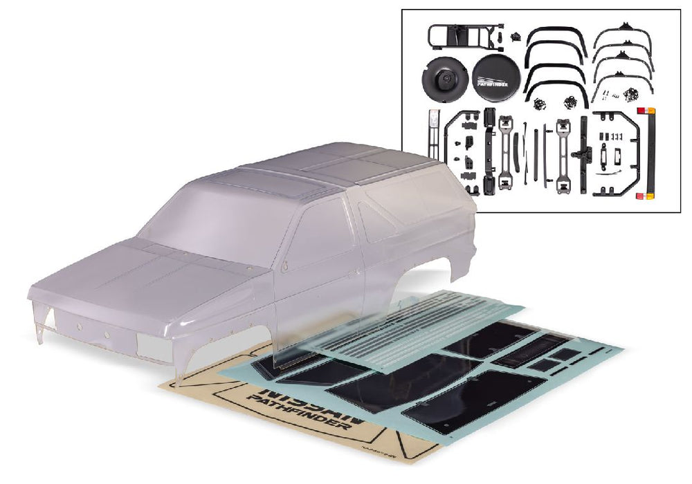 Traxxas Body, 1988 Nissan Pathfinder decals/window masks Clear