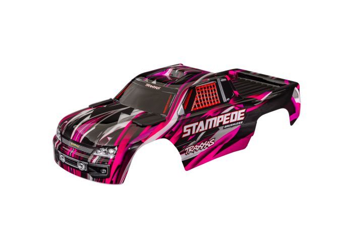 Traxxas Body, Stampede (also fits Stampede VXL), pink (painted, decals applied) (assembled with front & rear body mounts for clipless mounting)