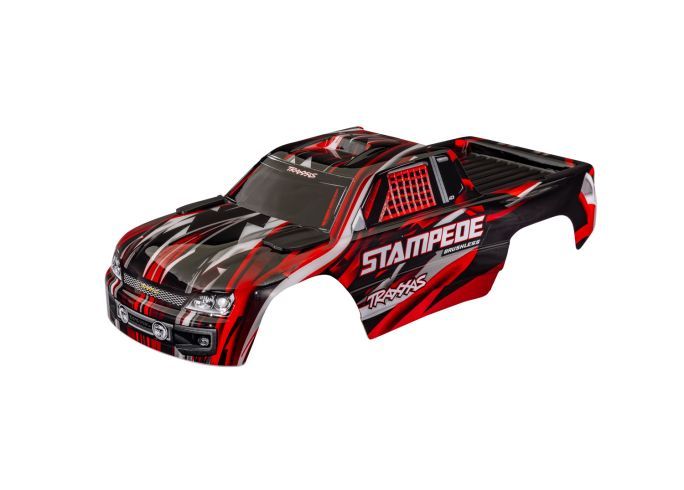 Traxxas Body, Stampede (also fits Stampede VXL), red (painted, decals applied) (assembled with front & rear body mounts for clipless mounting)