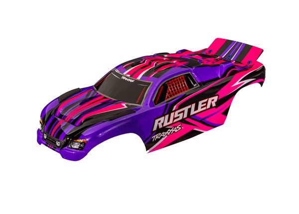 Traxxas Body, Rustler (also fits Rustler VXL), pink (painted, decals applied) (assembled with front & rear body mounts for clipless mounting)