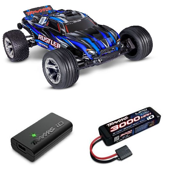 Traxxas 1/10 Rustler 2WD BL-2S Clipless - Blue