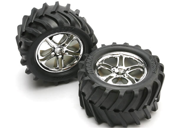 Traxxas Maxx Pre-Mounted Tires w/SS Split Spoke Wheels (2) (Revo