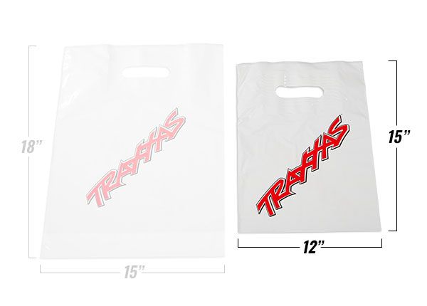 Traxxas 12x15x3, 2 mil, White Patch Handle Bag, Printed 2 Colors on 2 Side