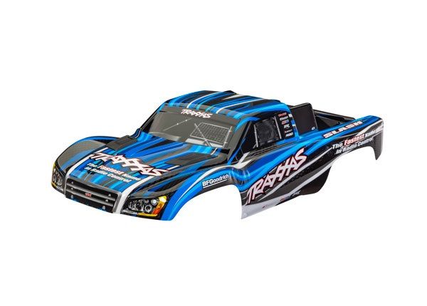 Traxxas Body, Slash 4X4 (also fits Slash VXL & Slash 2WD), blue (painted, decals applied) (assembled with front & rear latches for clipless mounting)