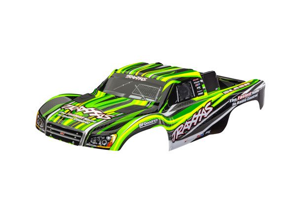 Traxxas Body, Slash 4X4 (also fits Slash VXL & Slash 2WD), green (painted, decals applied) (assembled with front & rear latches for clipless mounting)