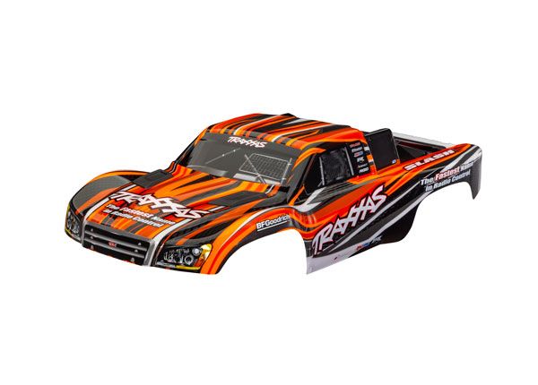 Traxxas Body, Slash 4X4 (also fits Slash VXL & Slash 2WD), orange (painted, decals applied) (assembled with front & rear latches for clipless mounting)