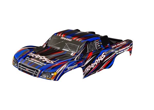 Traxxas Body, Slash 4X4 (also fits Slash VXL & Slash 2WD), blue (painted, decals applied) (assembled with front & rear latches for clipless mounting)