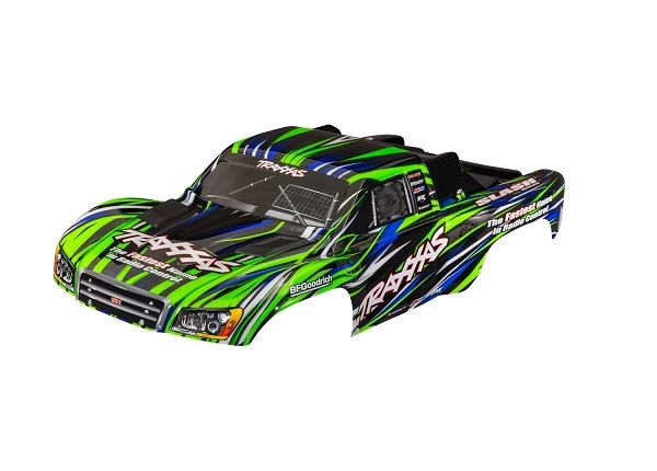 Traxxas Body, Slash 4X4 (also fits Slash VXL & Slash 2WD), green (painted, decals applied) (assembled with front & rear latches for clipless mounting)