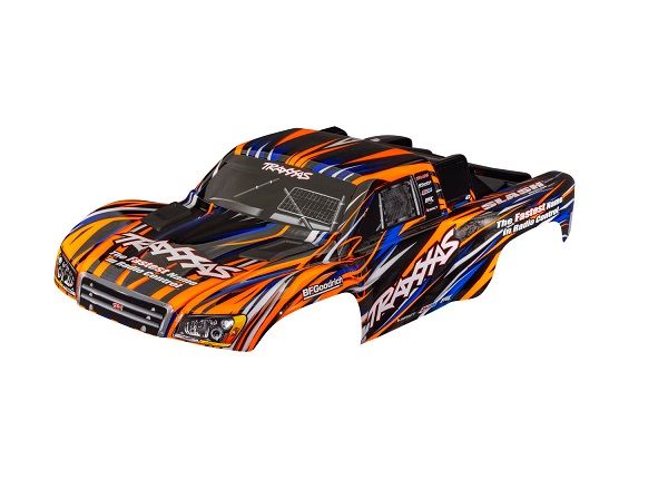 Traxxas Body, Slash 4X4 (also fits Slash VXL & Slash 2WD), orange (painted, decals applied) (assembled with front & rear latches for clipless mounting)