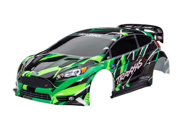 Traxxas Body, Ford Fiesta® ST Rally VXL (painted, decals applied) (assembled with rear wing, body support, & body mount latches for clipless mounting) - Green