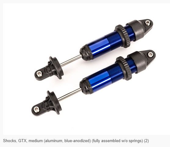 Traxxas Shocks, GTX, Medium (Aluminum, Blue-Anodized) (2)