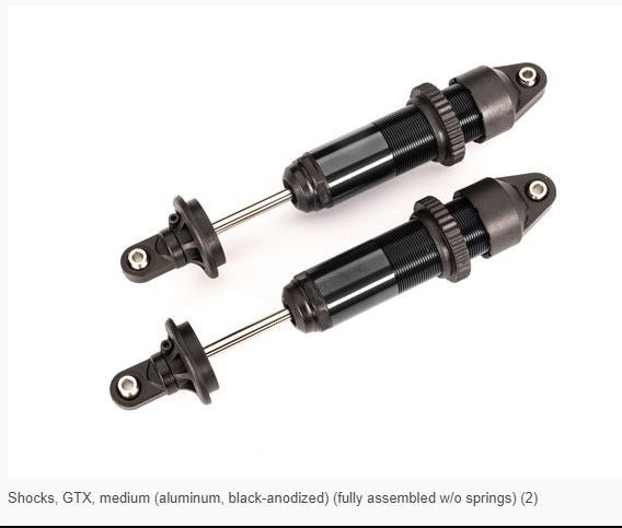 Traxxas Shocks, GTX, Medium (Aluminum, Black-Anodized) (2)