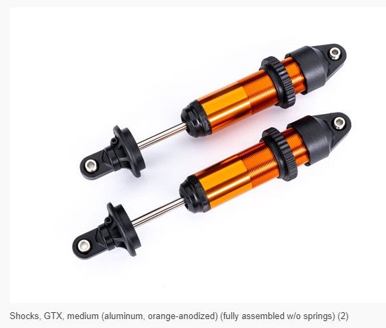 Traxxas Shocks, GTX, Medium (Aluminum, Orange-Anodized) (2)