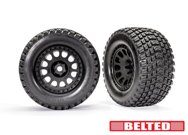 Traxxas Premount XRT® Black Wheels with Gravix™ Belted Tires (2)