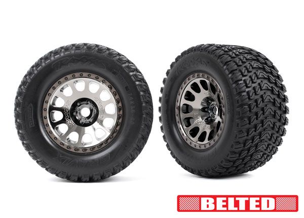 Traxxas Premount XRT® Black Chrome with Gravix™ Belted Tires (2)