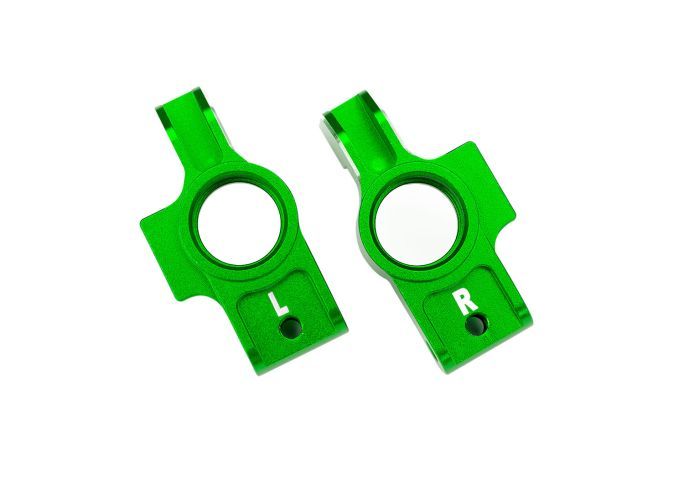 Traxxas Carriers, stub axle, 6061-T6 aluminum (green-anodized) (left & right)/ 3x12mm BCS (with threadlock) (2)/ 2.5x6mm BCS (with threadlock) (2)