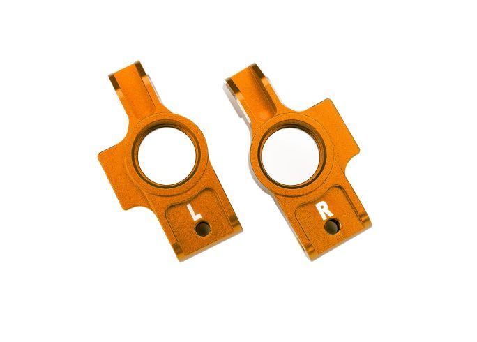 Traxxas Carriers, stub axle, 6061-T6 aluminum (orange-anodized) (left & right)/ 3x12mm BCS (with threadlock) (2)/ 2.5x6mm BCS (with threadlock) (2)