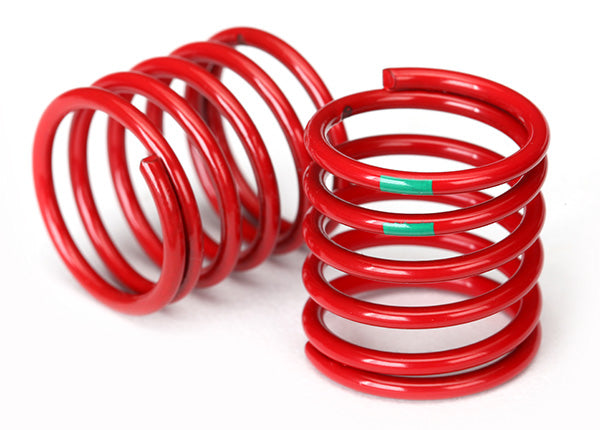 Traxxas Spring, shock (red) (4.075 rate, green stripe) (2)
