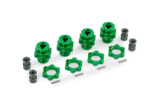 Traxxas Wheel hubs, splined, 17mm, short (green)(for #9080)