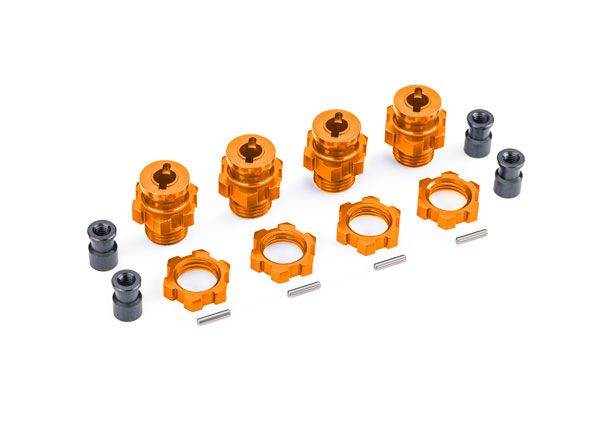 Traxxas Wheel hubs, splined, 17mm, short (orange)(for #9080)