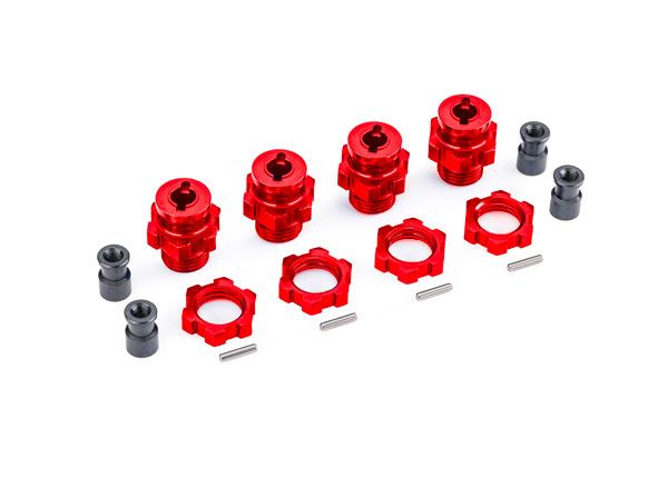Traxxas Wheel hubs, splined, 17mm, short (red)(for #9080)