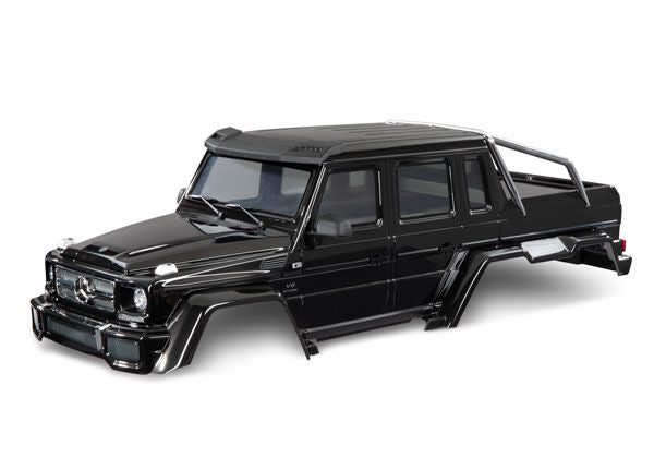 Traxxas Body, Mercedes-Benz G 63, complete (gloss black metallic) (includes grille, side mirrors, door handles, windshield wipers, & clipless mounting) (requires #8080X & 8828X inner fenders)