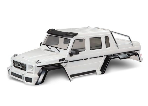 Traxxas Body, Mercedes-Benz G 63, complete (gloss white metallic) (includes grille, side mirrors, door handles, windshield wipers, & clipless mounting) (requires #8080X & 8828X inner fenders)