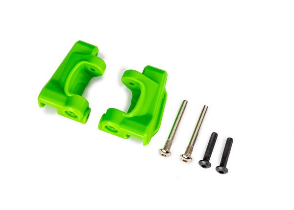 Traxxas Caster blocks (c-hubs), extreme heavy duty, green (left & right)/ 3x26mm hinge pins (2)/ 3x15mm BCS (2) (for use with #9182 upgrade kit)