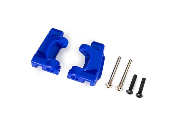 Traxxas Caster blocks (c-hubs), extreme heavy duty, blue (left & right)/ 3x26mm hinge pins (2)/ 3x15mm BCS (2) (for use with #9180 and 9181 upgrade kit)