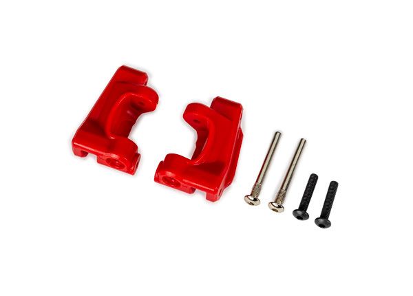 Traxxas Caster blocks (c-hubs), extreme heavy duty, red (left & right)/ 3x26mm hinge pins (2)/ 3x15mm BCS (2) (for use with #9180 and 9181 upgrade kit)