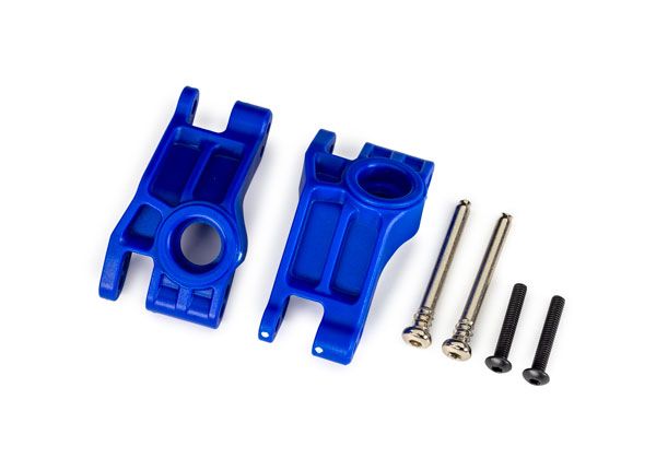 Traxxas Carriers, stub axle, rear, extreme heavy duty, blue (left & right)/ 3x31mm hinge pins (2)/ 3x18mm BCS (2) (for use with #9180, 9181, 9182 upgrade kit)