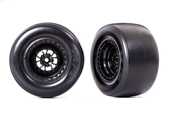 Traxxas Tires & Wheels (Weld Glossy Black) M/T Drag Slicks (2)