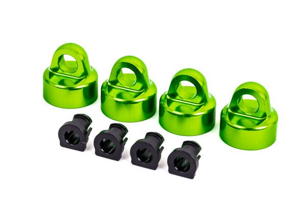 Traxxas Shock caps, aluminum (green-anodized), GT-Maxx shocks (4